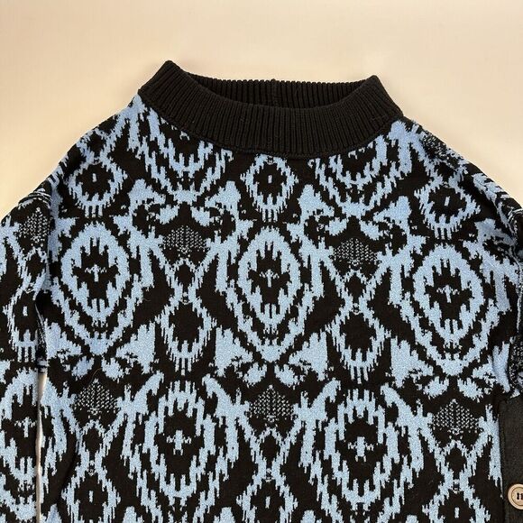 Free People Winter Skies Wallpaper Blue Black Tunic Sweater Dress Size XS L/S - Picture 7 of 12